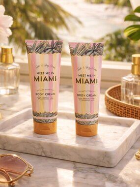 Bath and Body Works Meet Me In Miami Body Cream 8oz Retired Scent Duo Set 2023